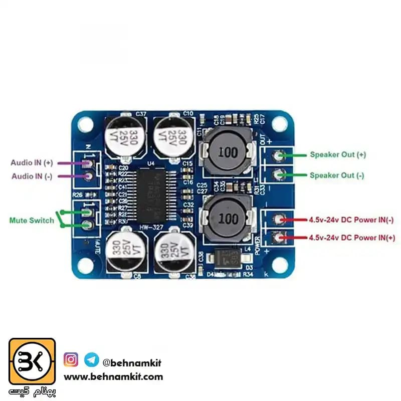 ماژول آمپلی فایر 60 وات مونو TPA3118-PBTL — تصویر ۶