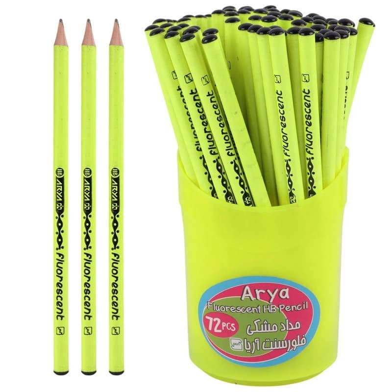 مداد مشکی آریا Fluorescent 3008 بسته 72 عددی — تصویر ۳