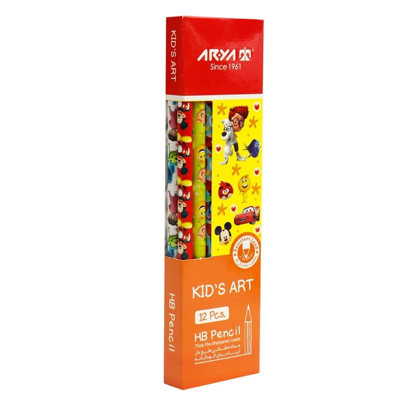 مداد مشکی طرح دار آریا Arya 3047 بسته 12 عددی — تصویر ۴