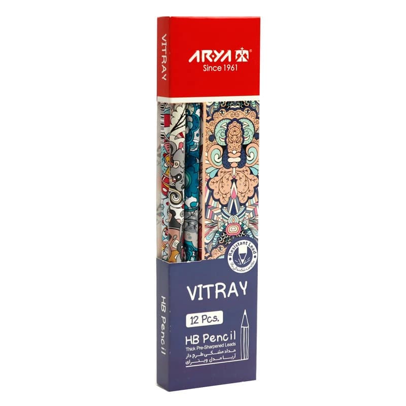 مداد مشکی طرح دار آریا Arya 3042 بسته 12 عددی — تصویر ۴