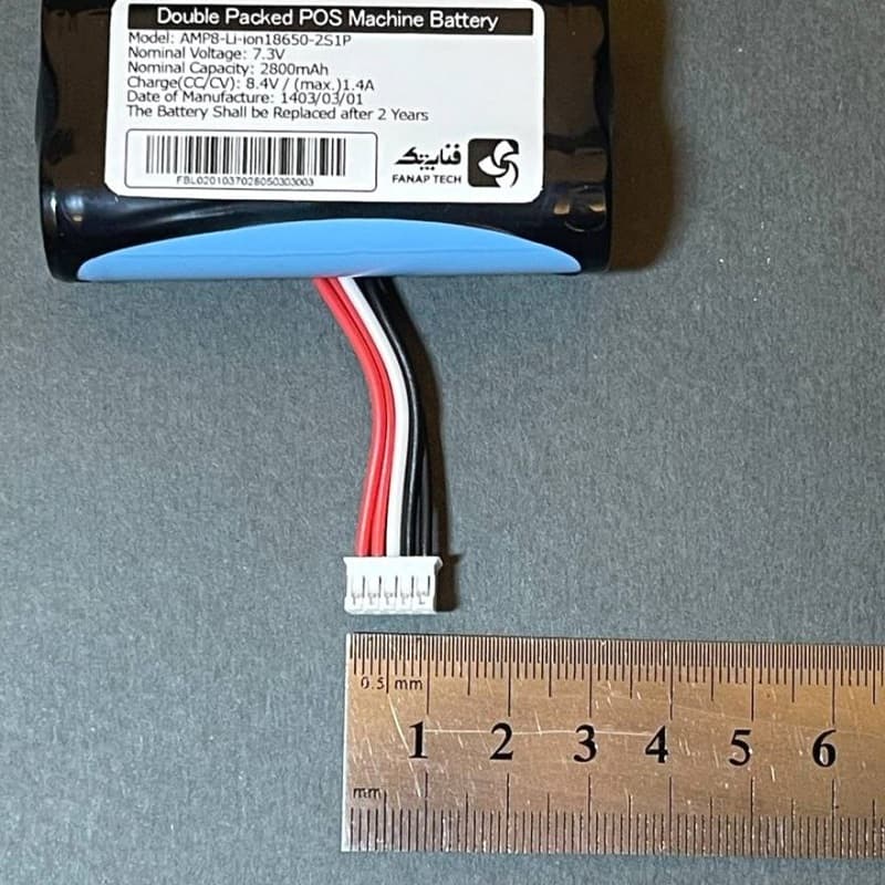 باتری کارتخوان لیتیومی دوتایی مدل AMP8-Li-ion-18650-2S1P پنج پین کوچک — تصویر ۳