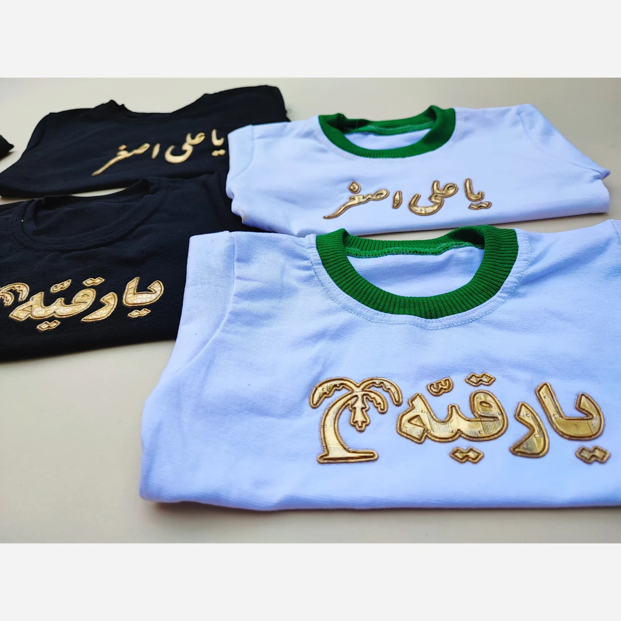 ست تیشرت و شلوار محرمی طرح یا علی اصغر و یا رقیه در دو رنگ سفید و مشکی — تصویر ۱۰