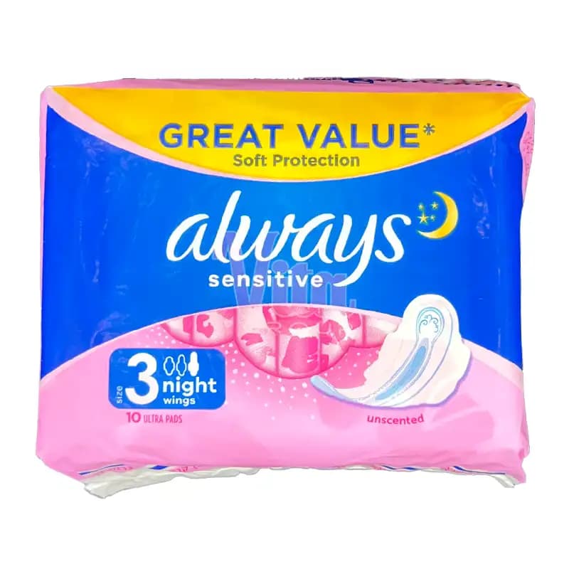 نوار بهداشتی آلویز Sensitive Night سایز 3 بسته 10 عددی
