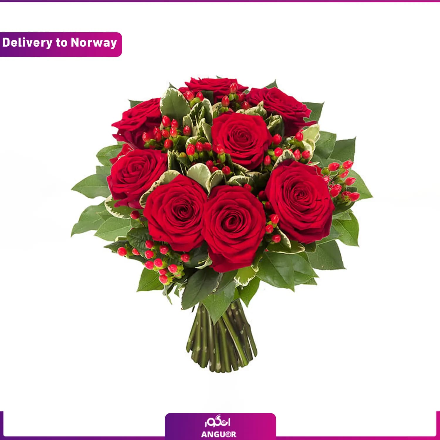 دسته گل رز قرمز (ارسال گل به نروژ)
