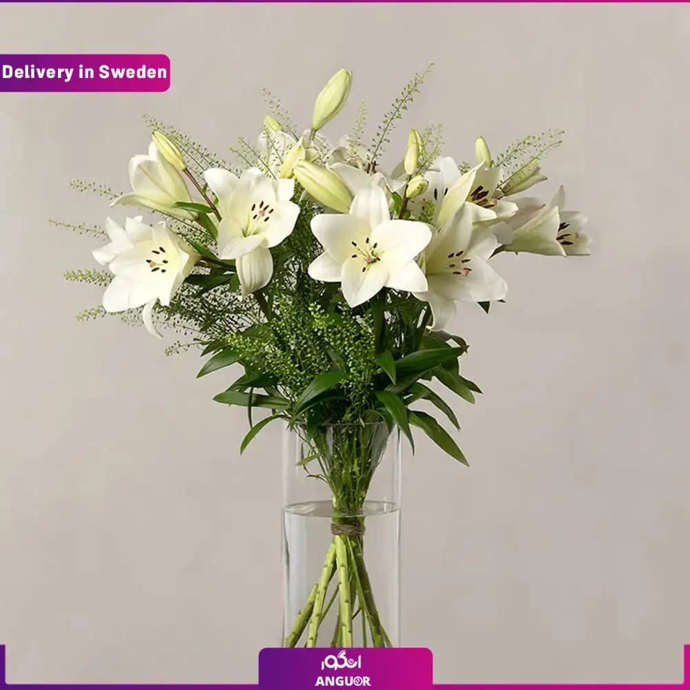 دسته گل لیلیوم سفید (ارسال گل به سوئد )