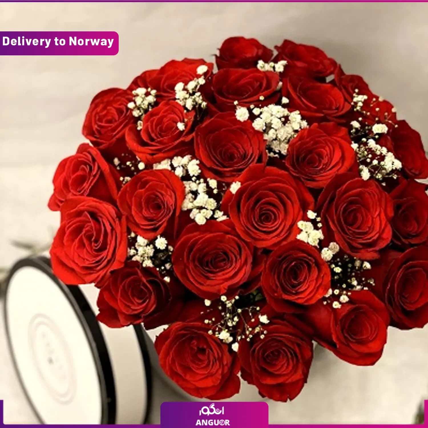 باکس گل رز قرمز (ارسال گل به نروژ)