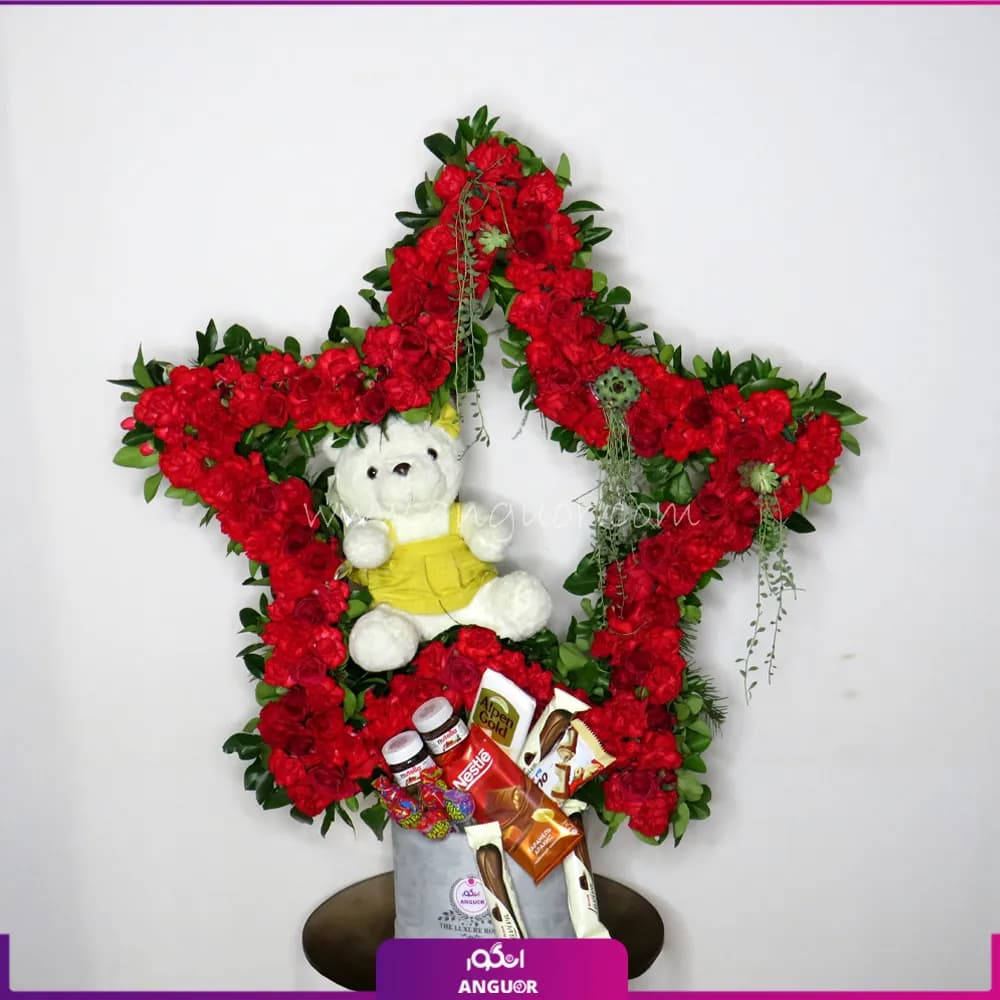 باکس گل تک ستاره ولنتاین ⭐ (گل ، عروسک ، شکلات)