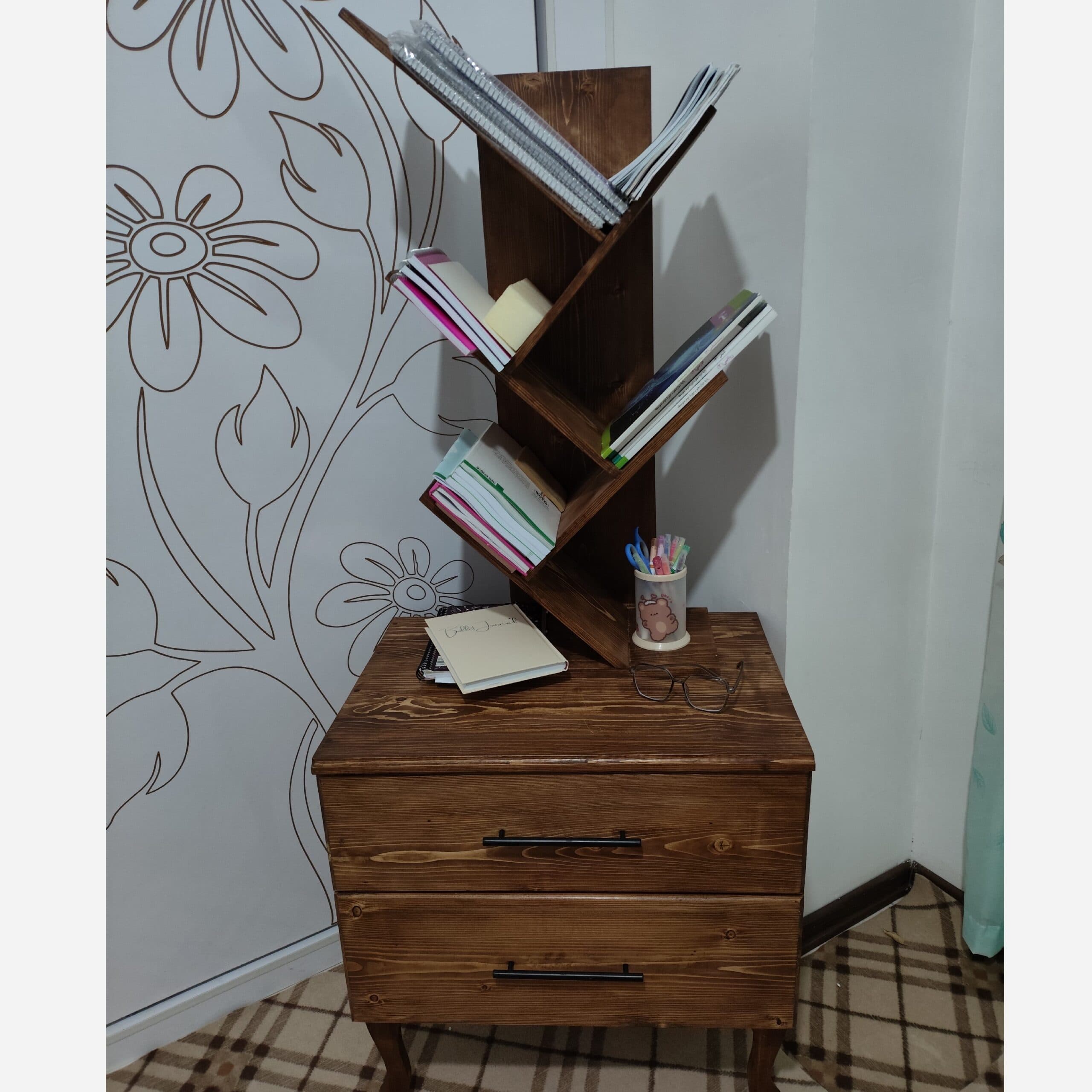 کتابخانه چوبی کشودار مبلمان فرنا مدل 1123481 — تصویر ۲