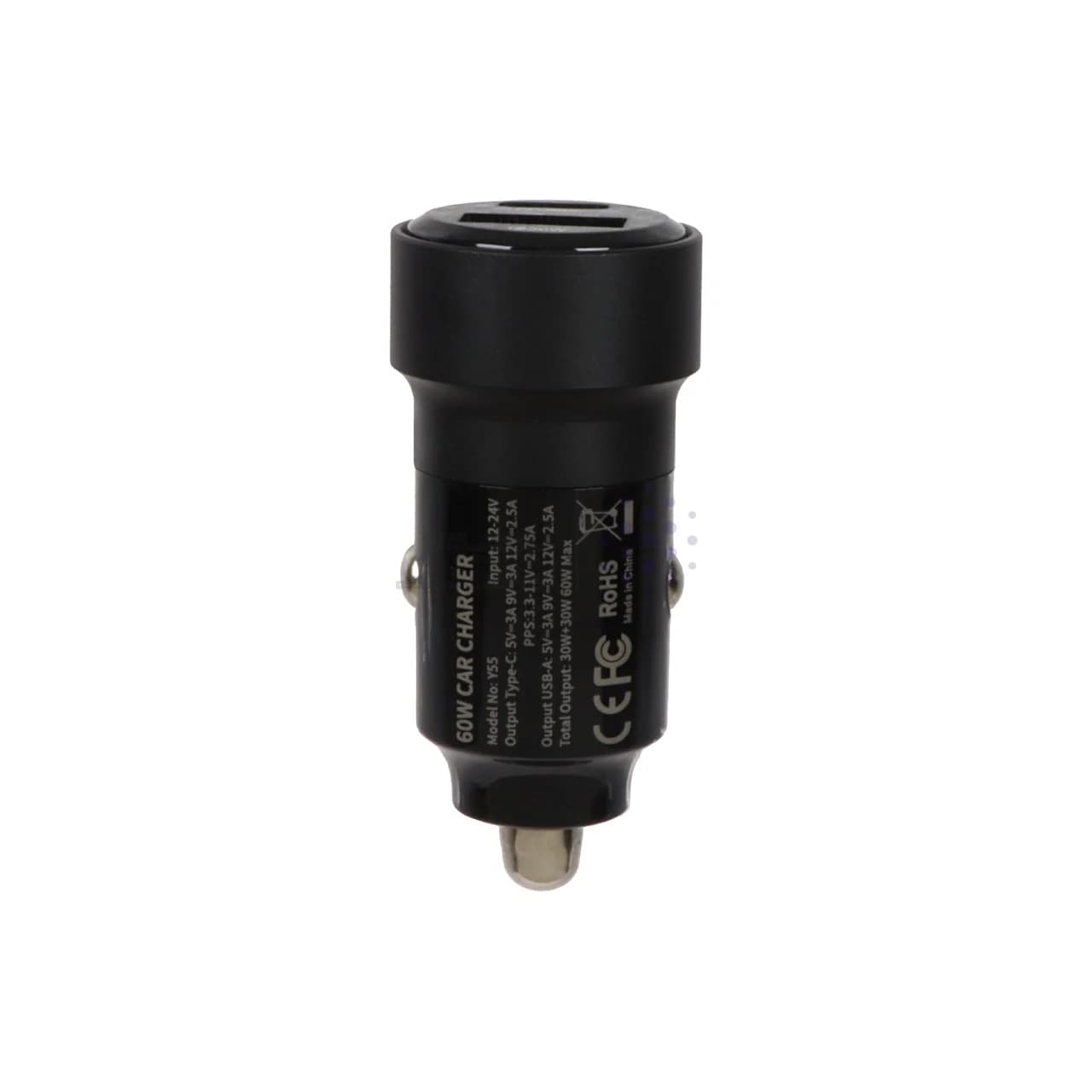 شارژر فندکی فست و PD دو پورت Yesido مدل Y55 60W همراه با کابل Type-C To Type-C – مشکی (گارانتی شش ماه تعویض نیکان همراه) — تصویر ۲