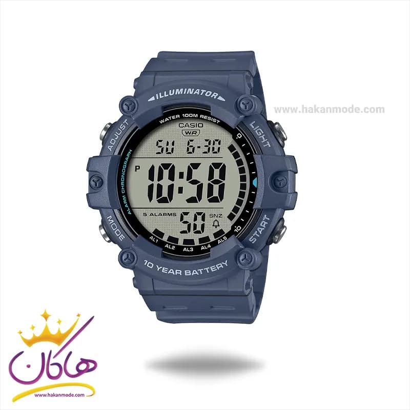 ساعت مچی کاسیو مردانه بند رابر طوسی دیجیتال AE-1500WH-2AVDF