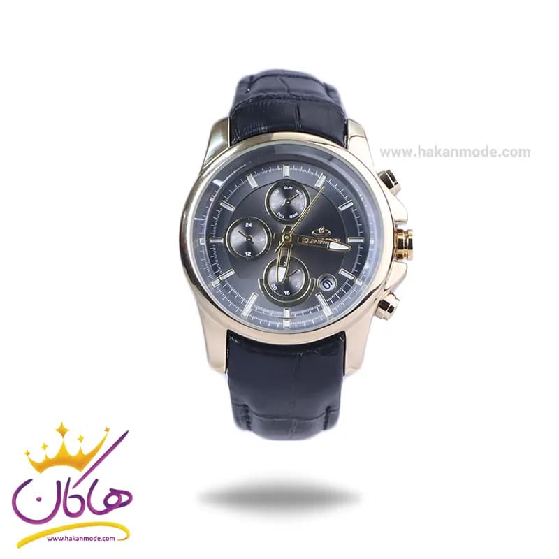 ساعت مچی الگانس زنانه چرم مشکی قاب طلایی L 2097/8