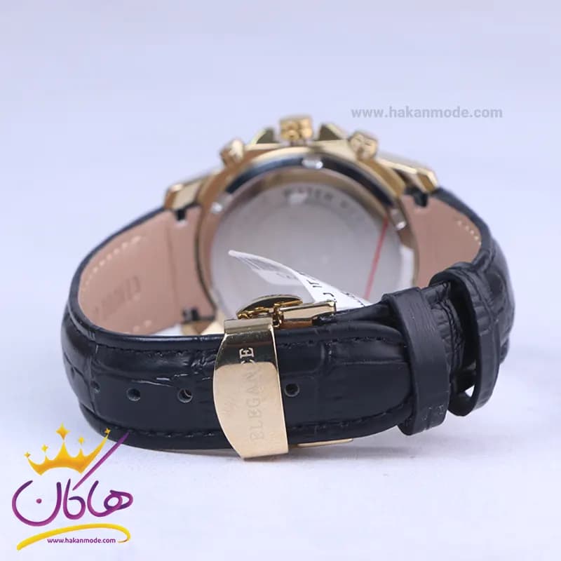 ساعت مچی الگانس زنانه چرم مشکی قاب طلایی L 2097/8 — تصویر ۳