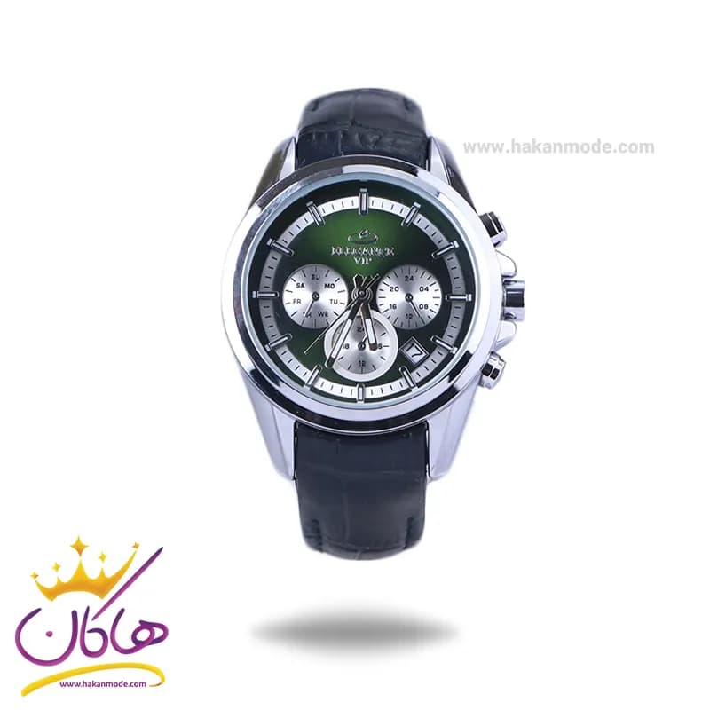 ساعت مچی الگانس زنانه بند چرم مشکی صفحه سبز L 1256/6