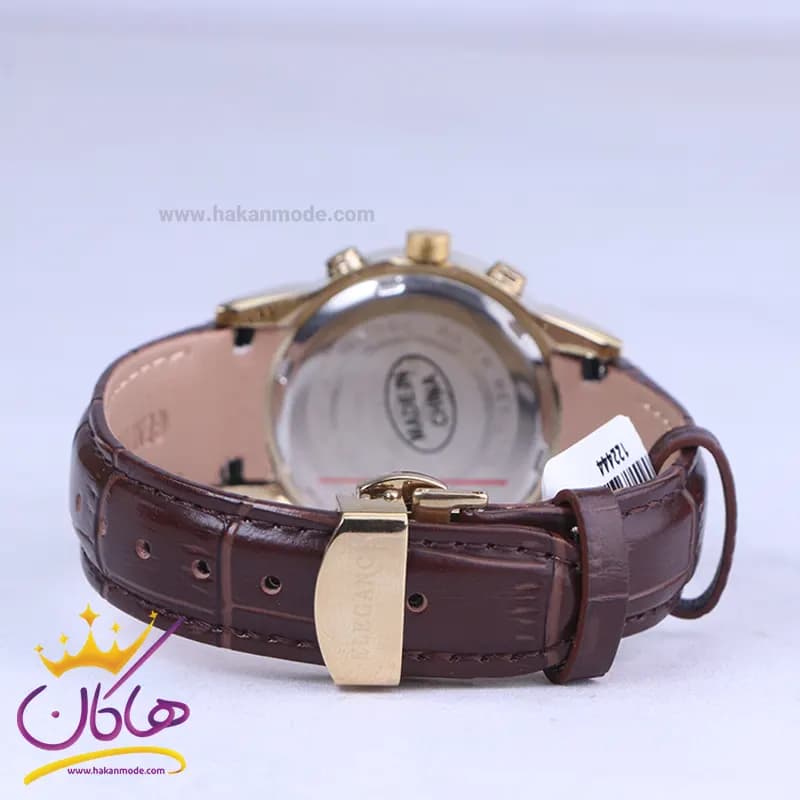 ساعت مچی الگانس زنانه بند چرم قهوه ای قاب طلایی L 1255/4 — تصویر ۳