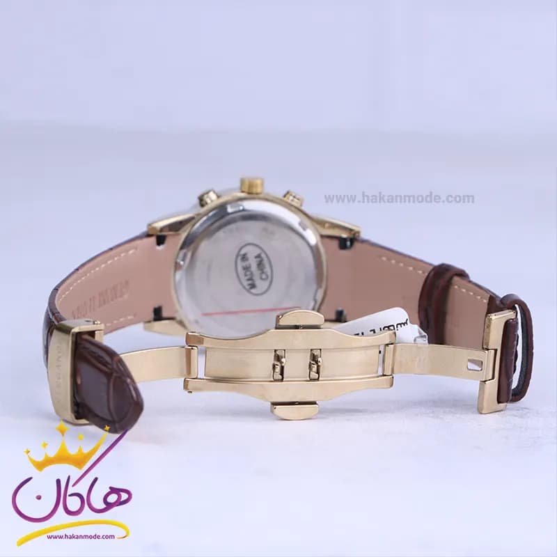 ساعت مچی الگانس زنانه بند چرم قهوه ای قاب طلایی L 1255/4 — تصویر ۲