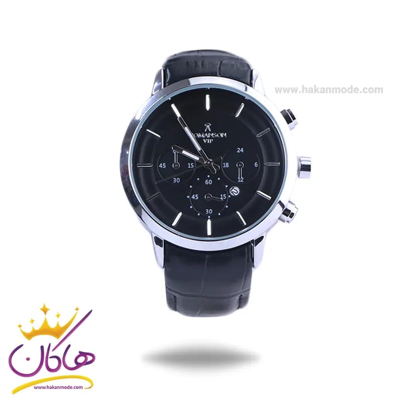 ساعت عقربه ای رومانسون مردانه بند چرم مشکی G 8063/1