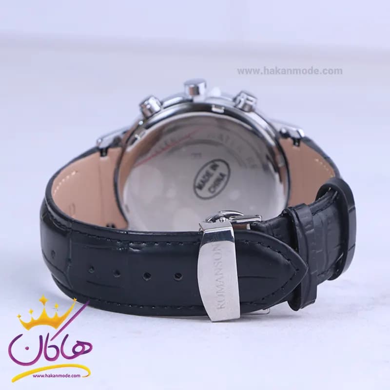 ساعت عقربه ای رومانسون مردانه بند چرم مشکی G 8063/1 — تصویر ۳