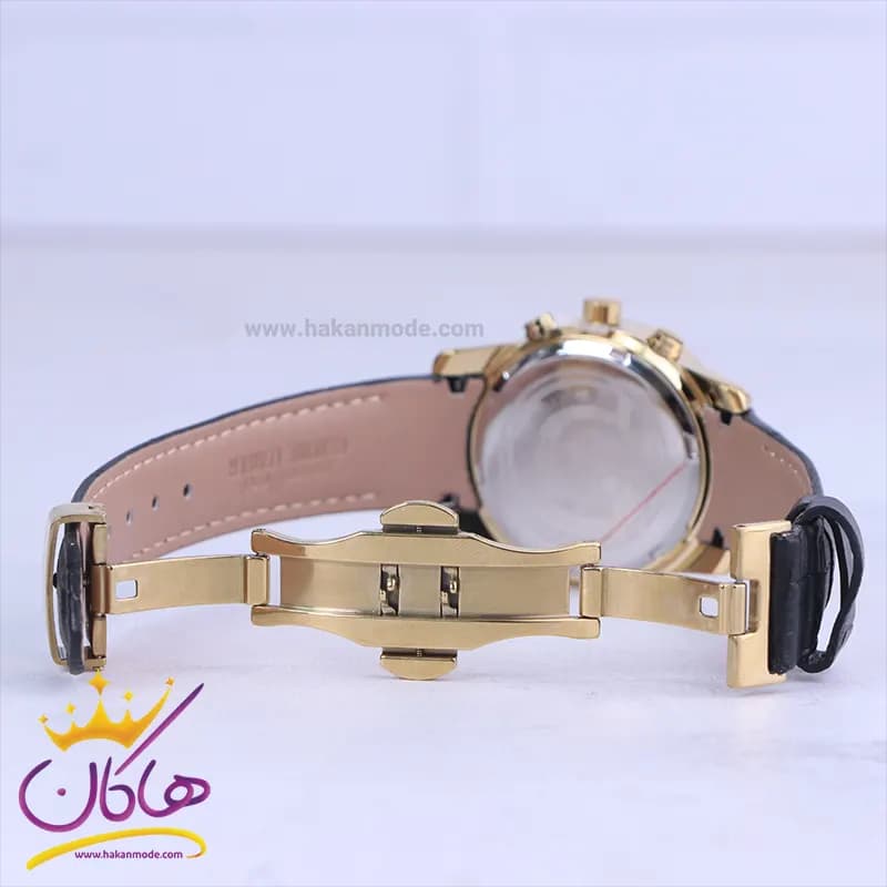 ساعت عقربه ای رومانسون زنانه چرم مشکی قاب طلایی L 2072/4 — تصویر ۲