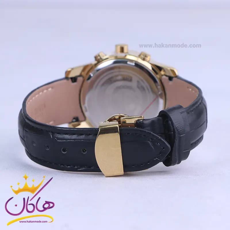 ساعت عقربه ای رومانسون زنانه چرم مشکی قاب طلایی L 2072/4 — تصویر ۳