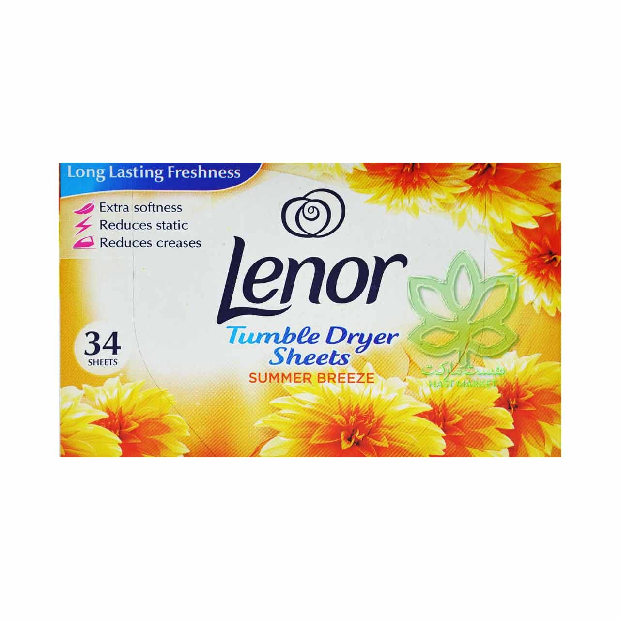 ورق کاغذی خوشبو کننده لباس رایحه نسیم تابستانی 34 عدد لنور – lenor
