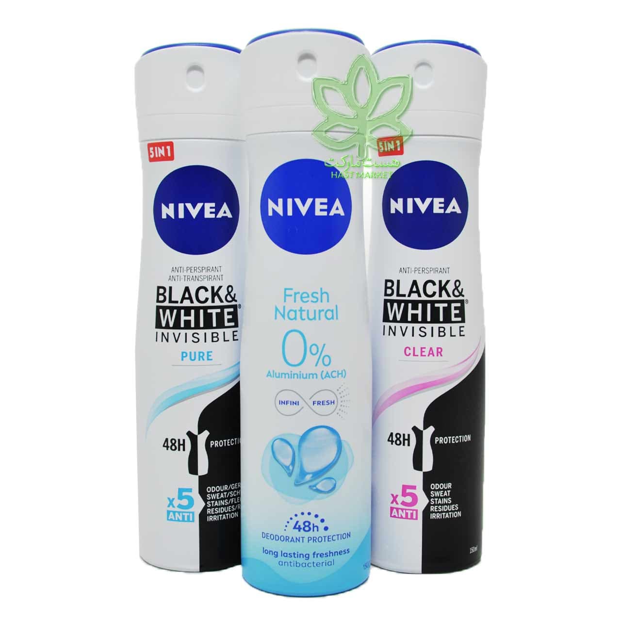 اسپری ضد تعریق کلییر بلک وایت 150 میل اینویزیبل نیوآ – nivea — تصویر ۲