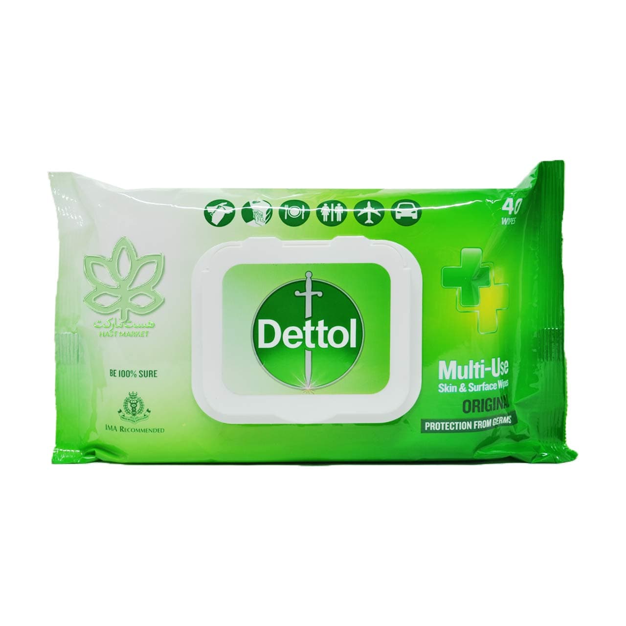دستمال مرطوب چند منظوره ( دست و سطوح ) 40 عدد دتول – dettol