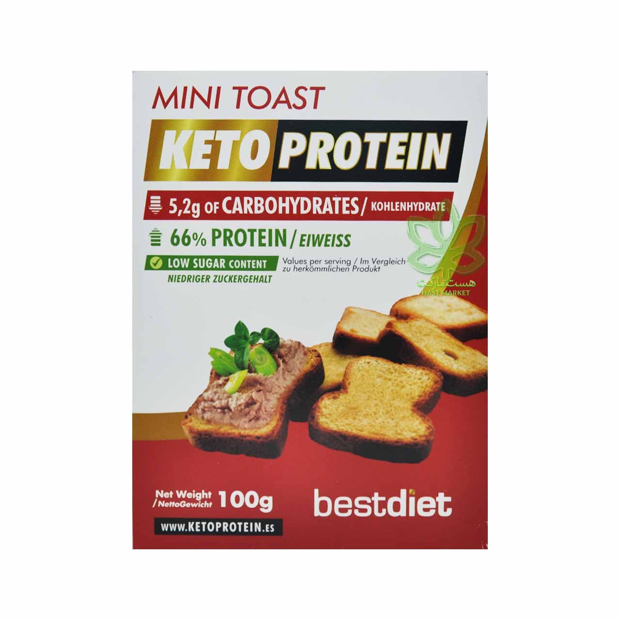 نان تست مینی پروتئینه کتوژنیک 100 گرم بست دایت – bestdiet
