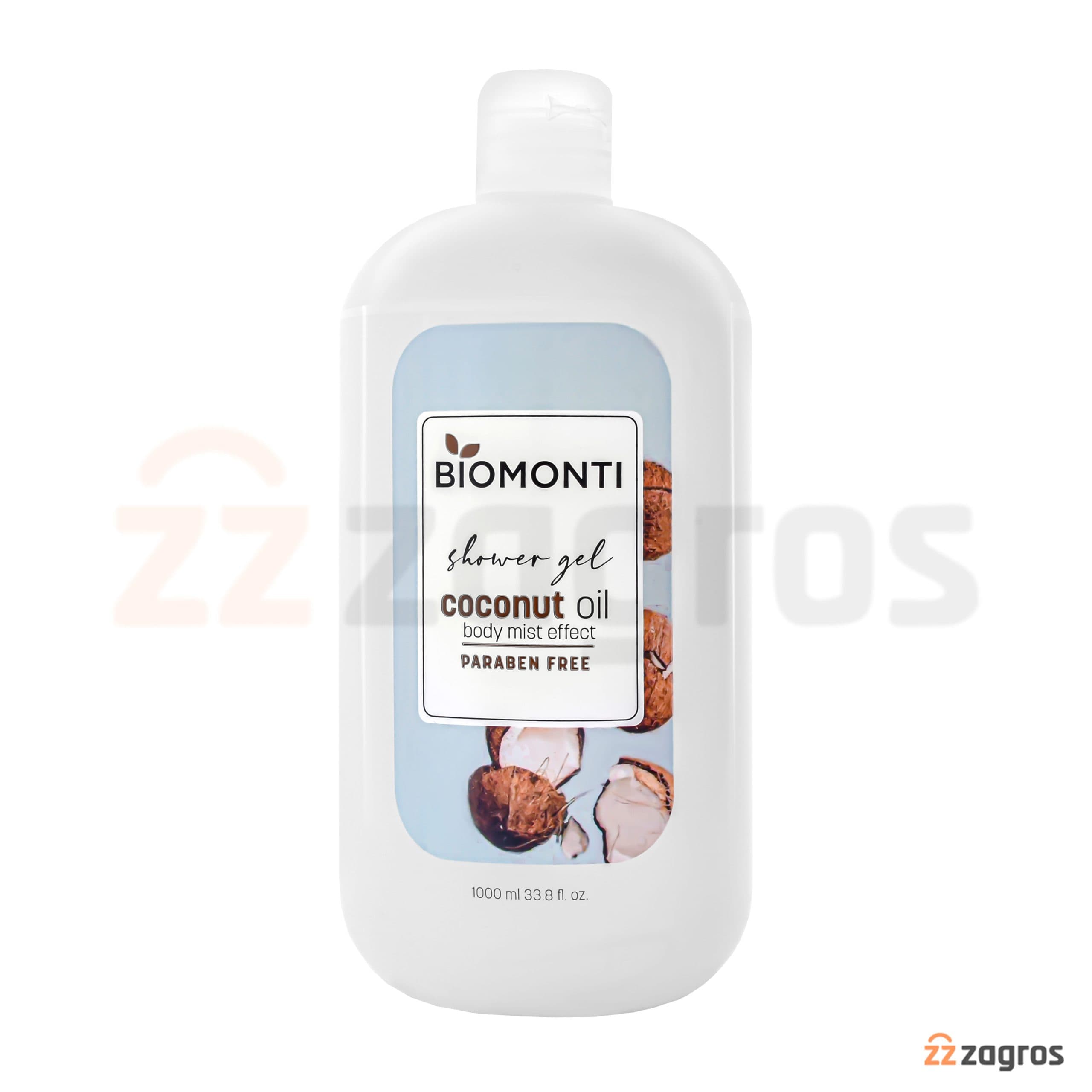 شامپو بدن بدون سولفات و پارابن بیومونتی Biomonti حاوی روغن نارگیل 1000 میل
