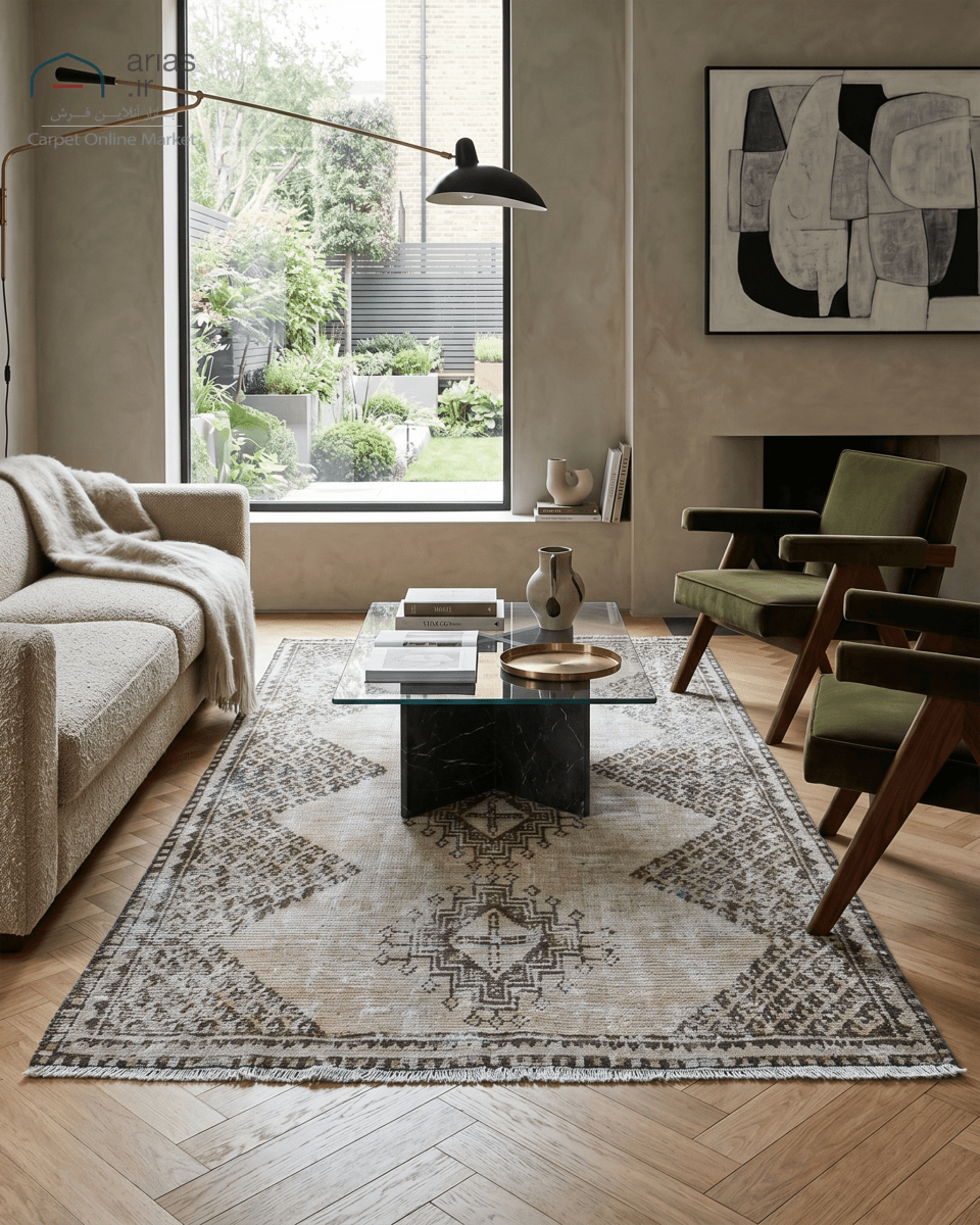فرش دستبافت وینتیج 121203 کد D29111 — تصویر ۴