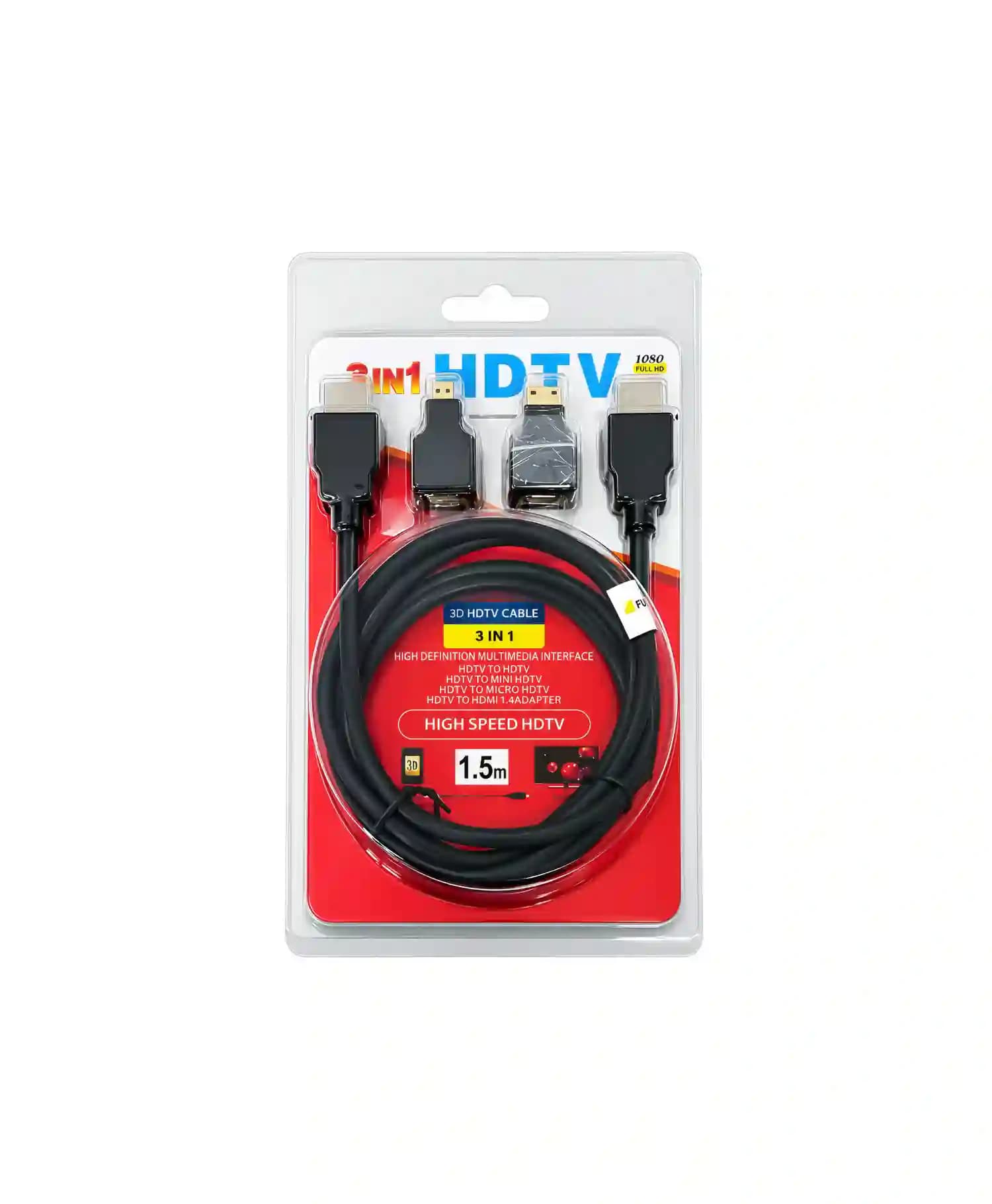 کابل HDMI مدل HS 3 in 1 طول 1.5 با تبدیل Mini HDMI و Micro HDMI — تصویر ۴