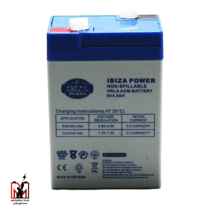 باتری یو پی اس 6 ولت 4.5 آمپر ساعت ایبیزا ibiza مدل 6V4.5AH ساخت ویتنام — تصویر ۲