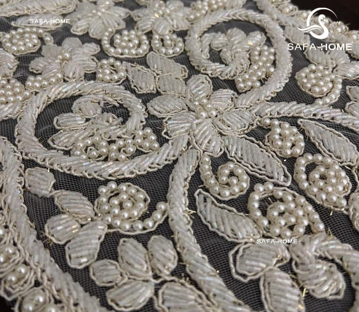 رومیزی مخمل مروارید دوزی طرح دلاویز 5 تکه — تصویر ۵