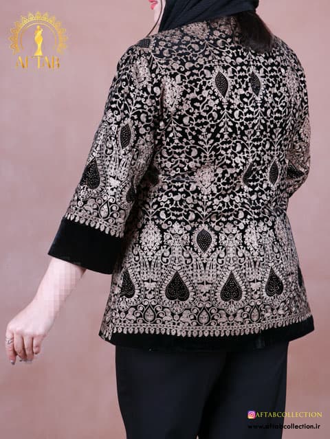 مانتو مجلسی مخمل سوزندوزی سایزبزرگ 7274 — تصویر ۵
