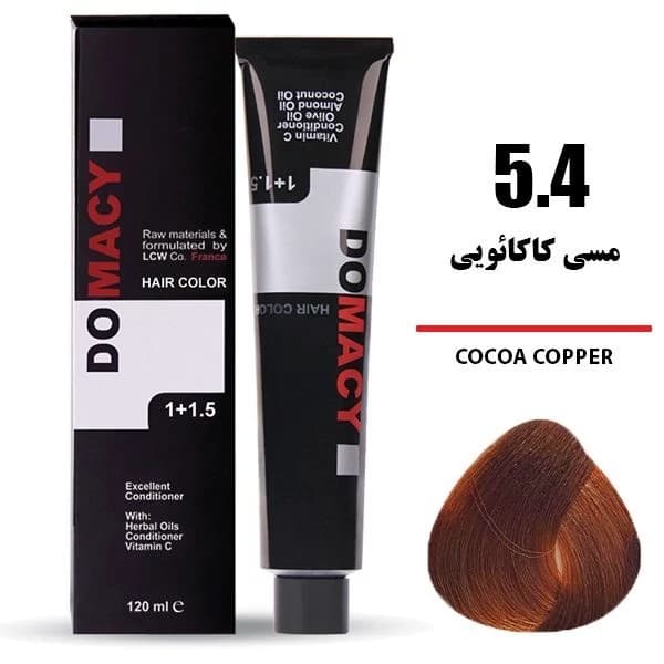 رنگ مو مسی کاکائویی دوماسی شماره 5.4 حجم 120 میلی لیتر — تصویر ۲