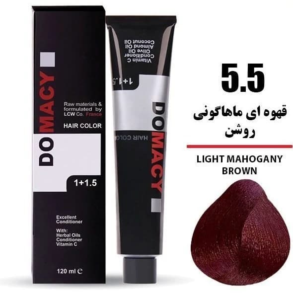 رنگ مو قهوه ای ماهاگونی روشن دوماسی شماره 5.5 حجم 120 میلی لیتر — تصویر ۲