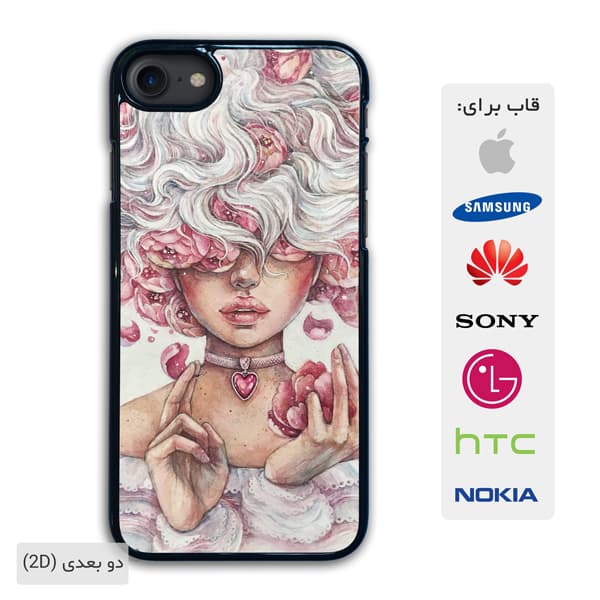 قاب گوشی گلدار دخترانه صورتی case10416 — تصویر ۳