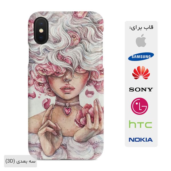 قاب گوشی گلدار دخترانه صورتی case10416