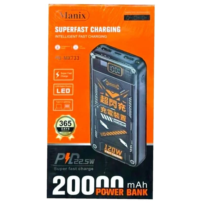 پاوربانک مانیکس مدل PD-MX733 ظرفیت 20000 میلی‌ آمپر — تصویر ۲