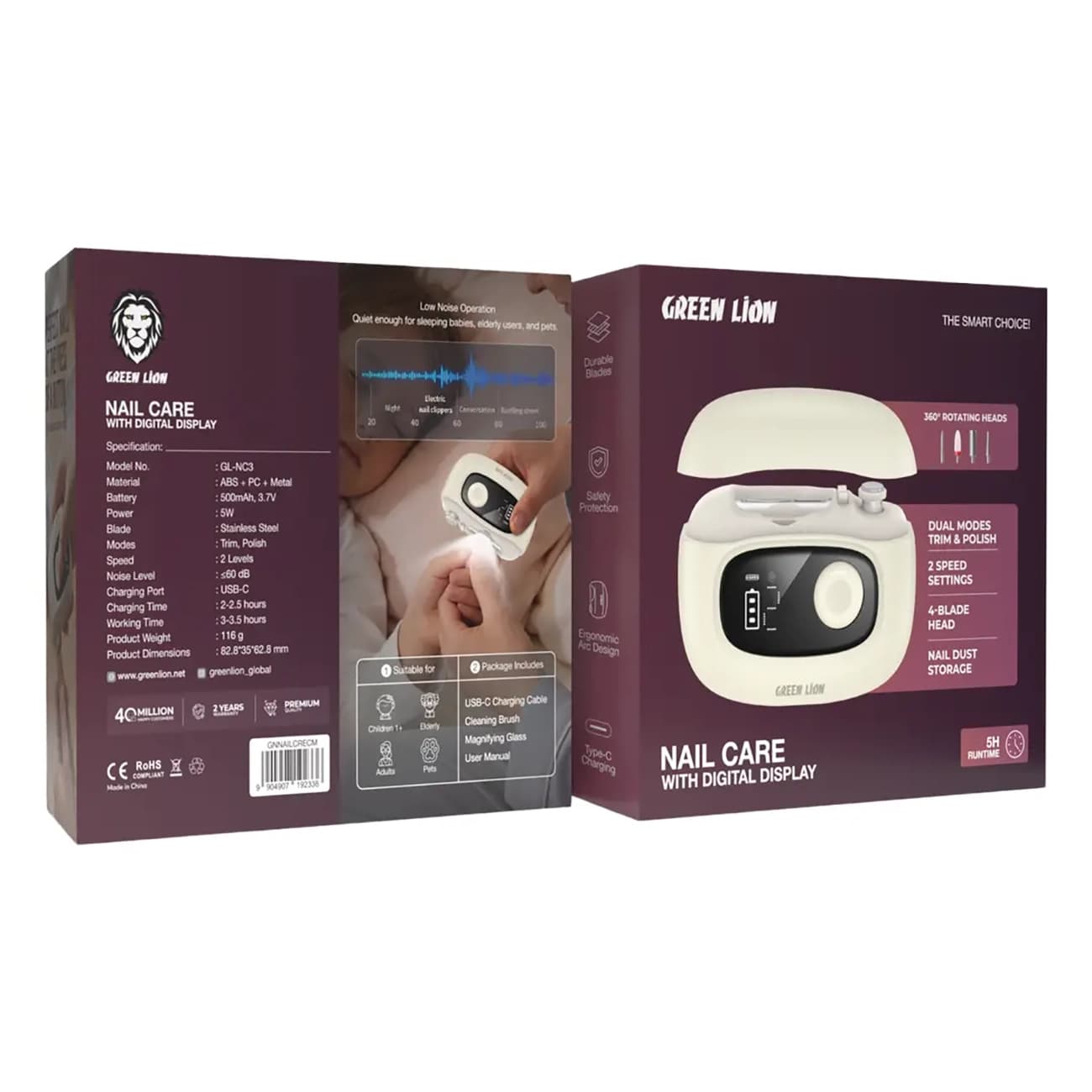 ناخن گیر برقی گرین لاین Green Lion مدل GNNAILCRECM با نمایشگر دیجیتال — تصویر ۶