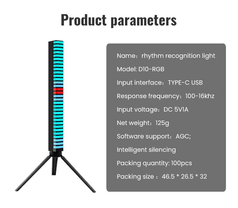 چراغ اکولایزر شارژی مدل D10 3D RGB 32LED — تصویر ۳