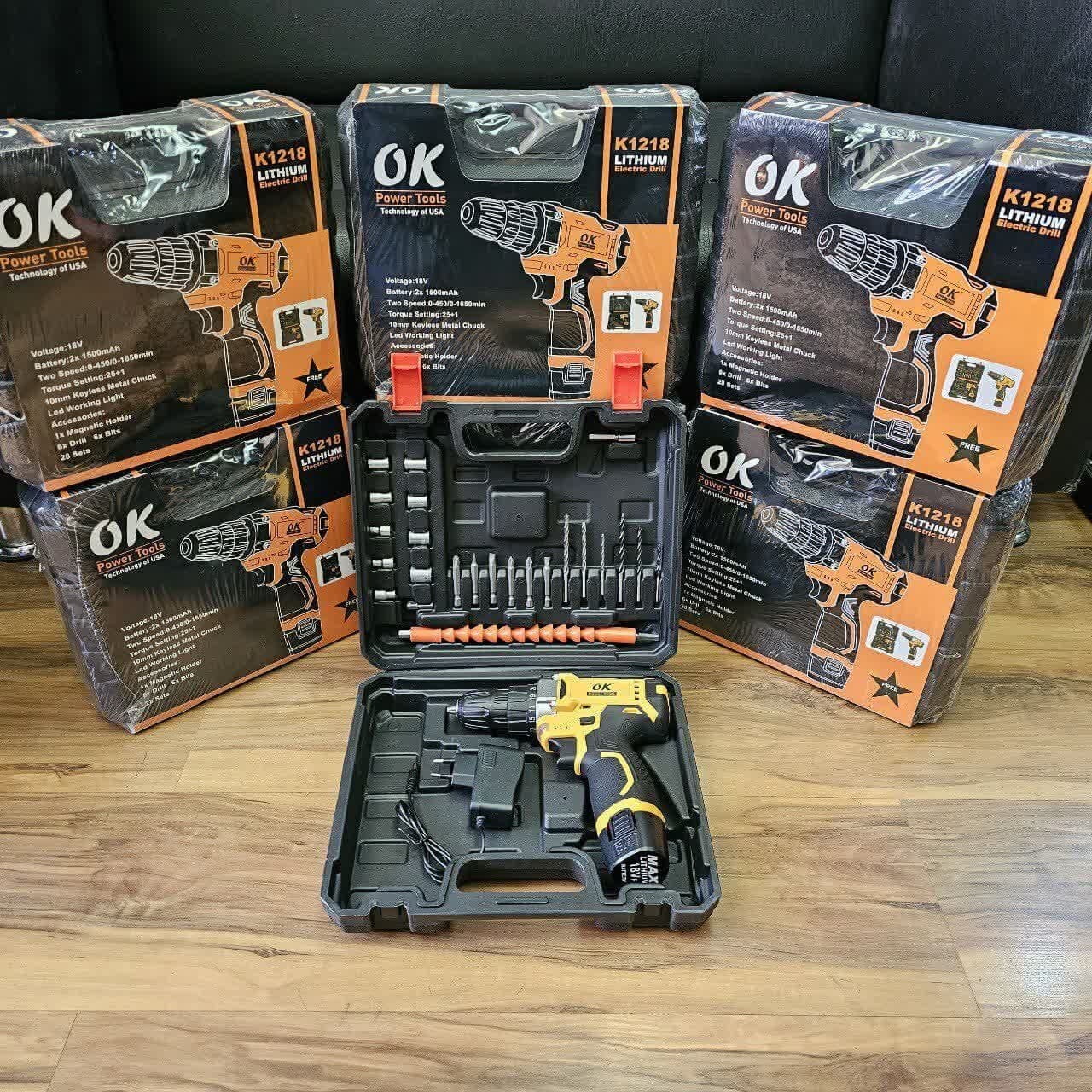 دریل شارژی ۱۸ ولت دو باطری اوکی مدل OK1218T
