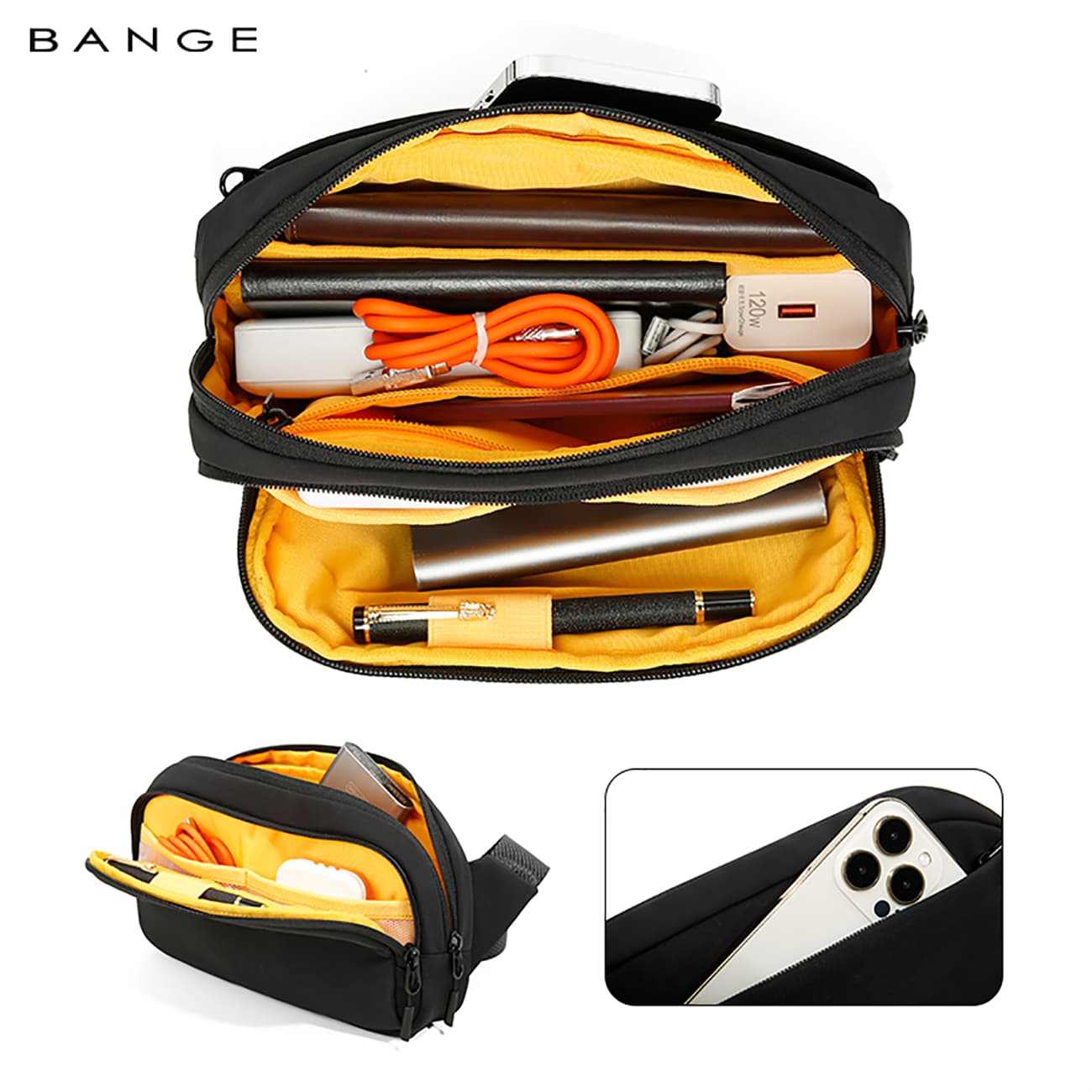 کیف دوشی و کیف کراس بادی ضدآب بنجBANGE BG-3097 — تصویر ۶