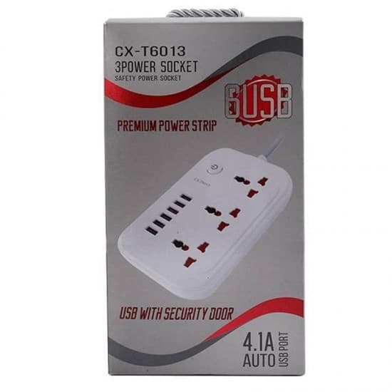 رابط سه راهی برق و شش راهی شارژر USB مدل CX-T6013