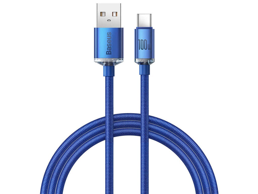 کابل سوپر فست شارژ یو اس بی به تایپ سی 100 وات 1.2 متری بیسوس Baseus Crystal Shine USB to USB-C Cable CAJY000401 — تصویر ۲