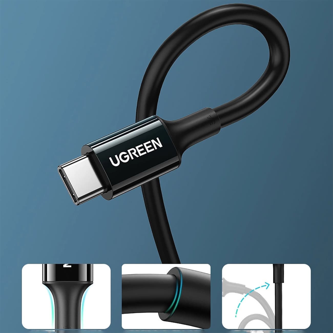 کابل تایپ‌سی به تایپ‌سی 100 وات 1 متری یوگرین ugreen US300 شارژ سریع و انتقال دیتا — تصویر ۴