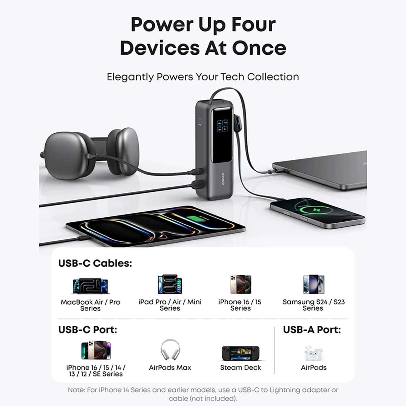 پاور بانک 25000 انکر Anker مدل A1695 توان 100 وات با کابل USB-C — تصویر ۲