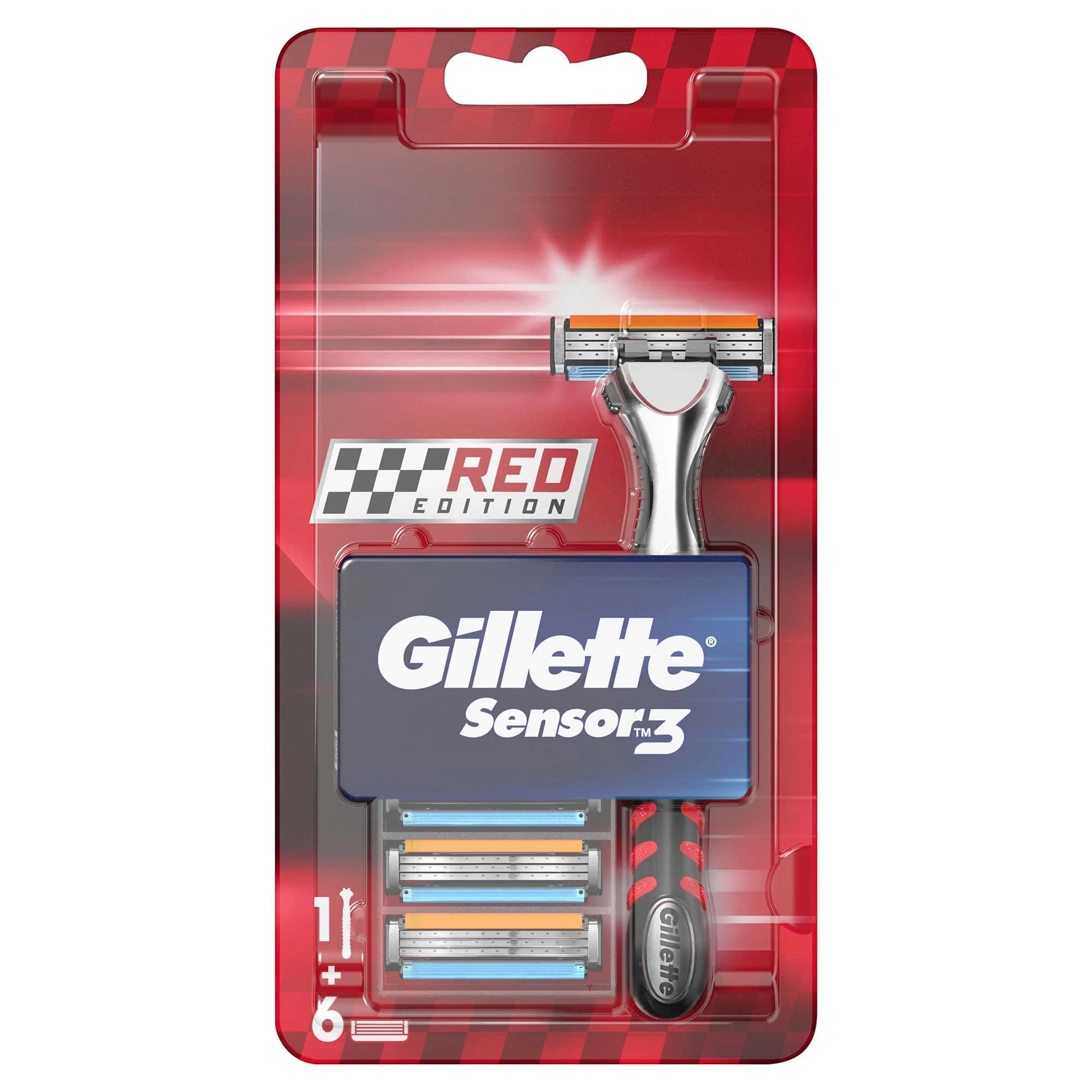 ست دسته و 6 عدد یدک ژیلت سنسور Gillette Sensor 3 مدل Red Edition