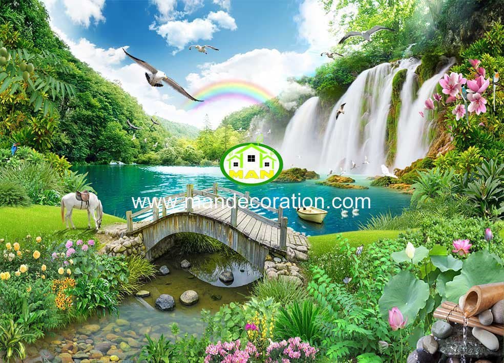 پوستردیواری آبشار و پل سبز کد 13002