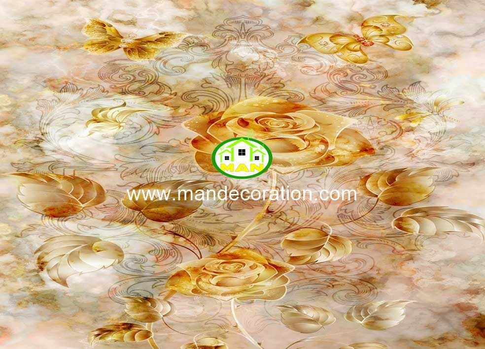 پوستردیواری گل طلایی سه بعدی کد 13435