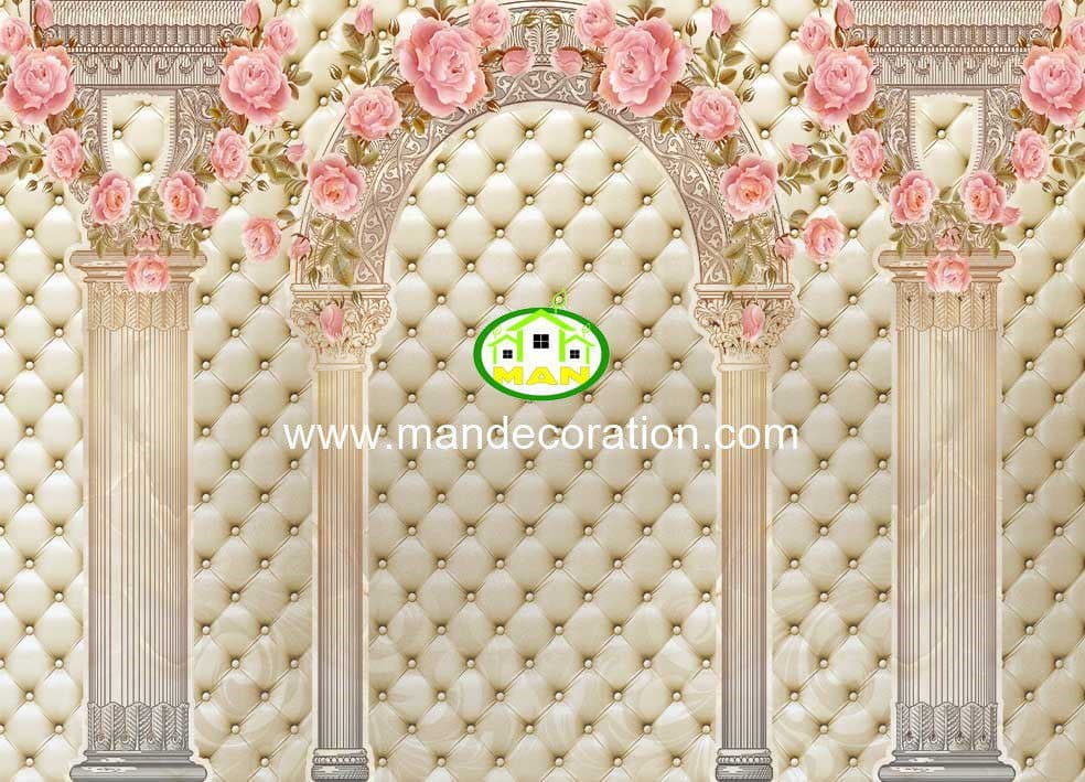 پوستردیواری گل صورتی زمینه لمسه سه بعدی کد 13130